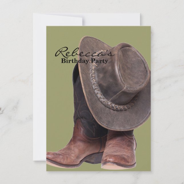 Invitation rustique western country rodeo cowboy bottes (Devant)