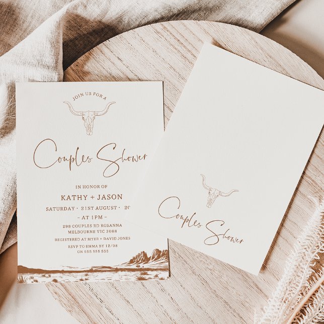 Invitation Rustique Western Pays Rodéo Couples Douche Bridal (Western Couple Shower Invitation, Wedding Country Couples Shower Invitation, Wild West Skull Rustic)