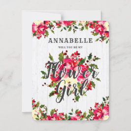 Invitation Rustique Winter Holly Serez-Vous Ma Fille Fleur