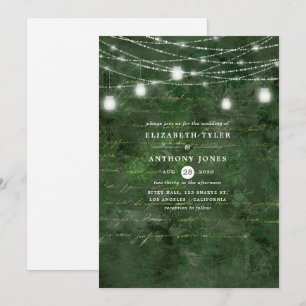 Invitation Rustique Woodland Green et Mariage de calligraphie
