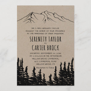 Invitation Rustique Woodsy Mountain Mariage officiel
