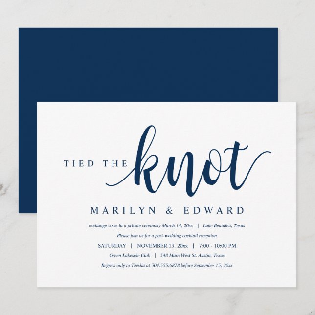 Invitation S'Ãªtre mariÃ©s, Elopement Moderne de Mariage AprÃ (Devant / Derrière)