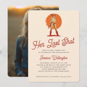 Invitation Sa Dernière photo Retro Western Cowgirl Bacheloret