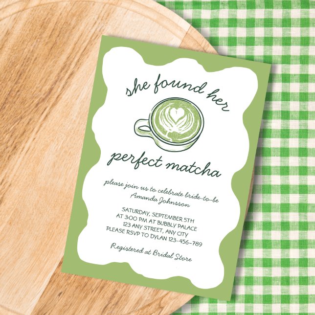 Invitation Sa Fête des mariées Parfaite Matcha Green Tea (Her Perfect Matcha Green Tea Bridal Shower Invitation)