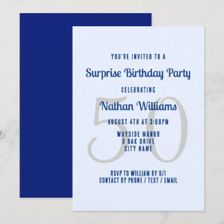 Invitation Sa surprise fête d'anniversaire Marine Blue Invita