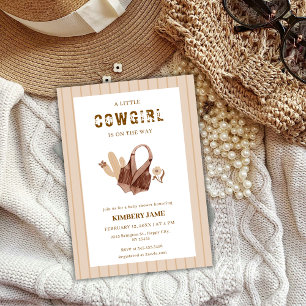 Invitation Sable Beige Boho Western Cactus Cowgirl Baby showe