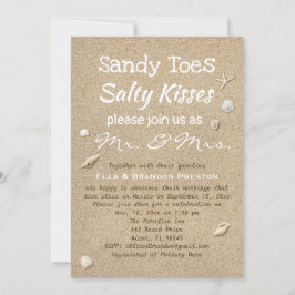 Invitation Sable de plage et Typographie blanche Mariage
