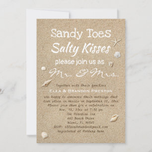 Invitation Sable de plage et Typographie blanche Mariage