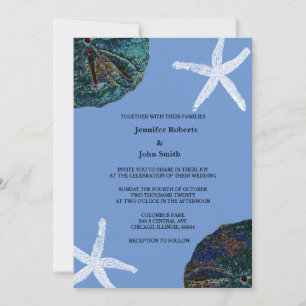 Invitation Sable Dollar Coquillage Cornflower Blue Beach Mari