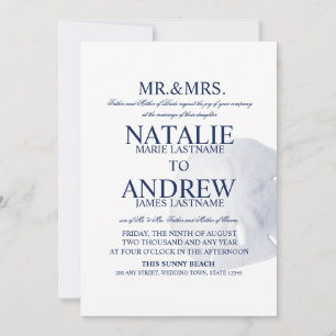 Invitation Sable Dollar Mariage Marine Bleu