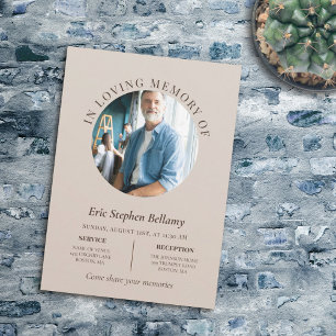 Invitation Sable élégant et photo Brown ronde funérailles com