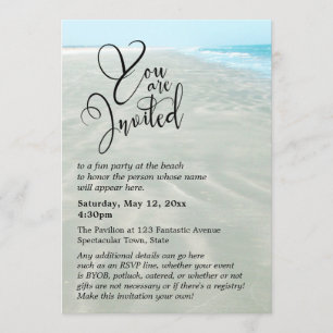 Invitation Sable ondulé Aqua Eau Photo Moderne Mariage Plage