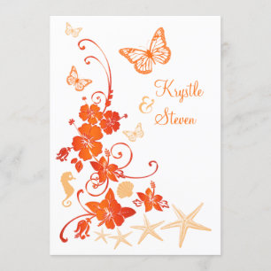 Invitation Sable, orange, blanc Tropical Beach Post Mariage 2