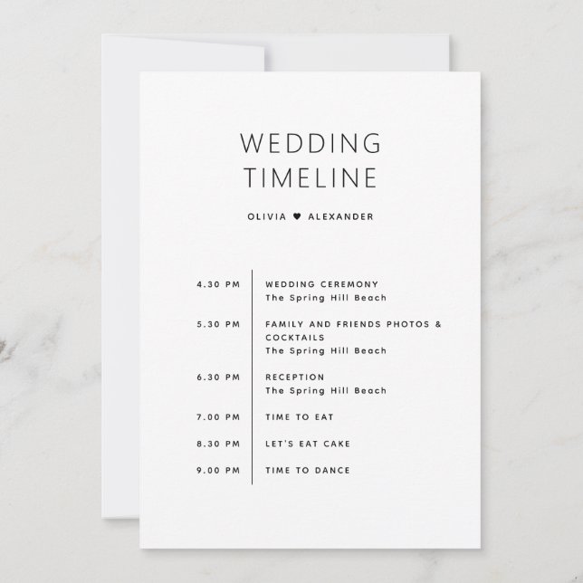 Invitation Sac de bienvenue mariage | Chronologie de l'itinér (Dos)