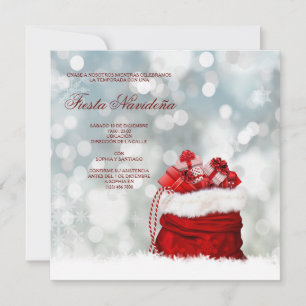 Invitation Sac de Noël espagnol présent rempli de Noël