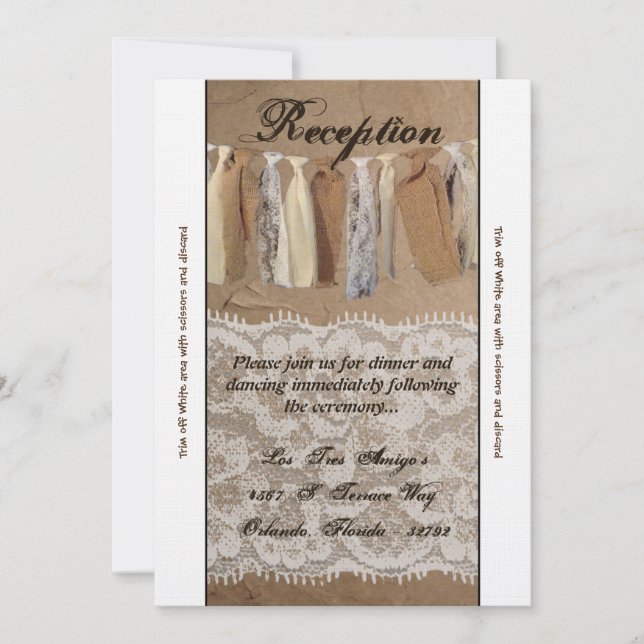 Invitation Sac en papier kraft de réception 3,5x7 avec dentel (Devant)