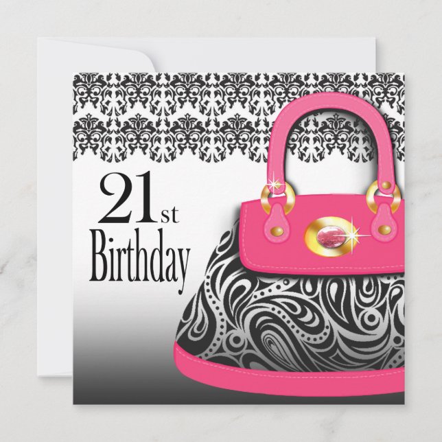 Invitation Sacoche à main Damas Paisley Purse 21e anniversair (Devant)