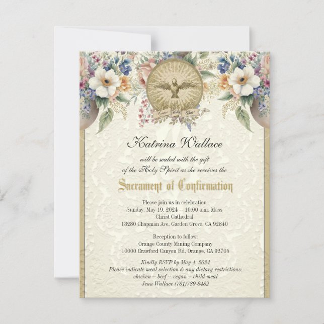Invitation Sacrement de confirmation Religion Catholique (Devant)