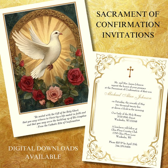 Invitation Sacrement de la prière Rose de la colombe de confi (Créateur téléchargé)