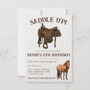 Invitation Saddle Up ! Cowboy, Chevaux Occidentaux Thème Anni