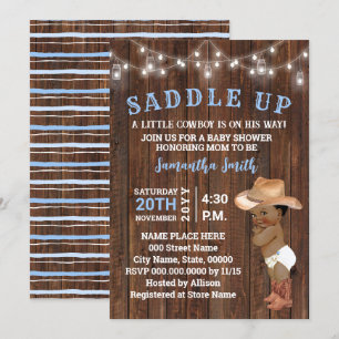Invitation Saddle Up Little Cowboy à sa manière Un Baby showe
