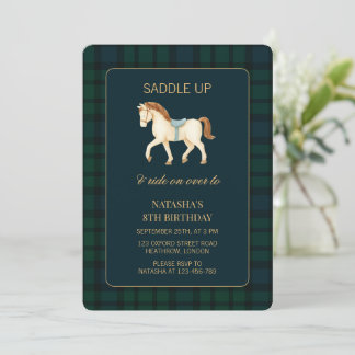 Invitation Saddle Up Preppy Horse Birthday 