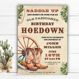 Invitation Saddle Up ! Western Hodown Fête d'anniversaire Cow