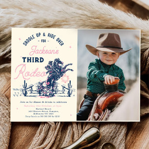 Invitation Saddup 3e Rodeo Cowboy photo d'anniversaire