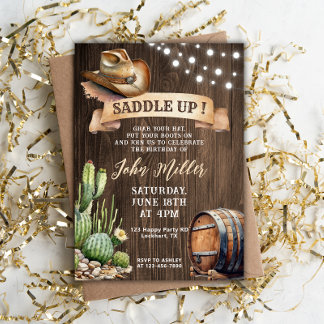 Invitation Saddup Anniversaire - Western Cowboy Casquette & C