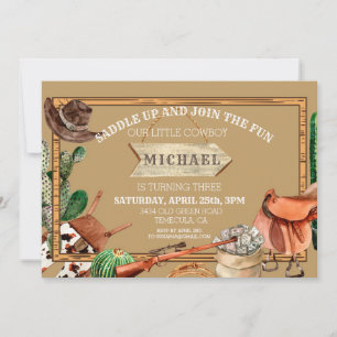 Invitation Saddup Cowboy Birthday Watercolor Western