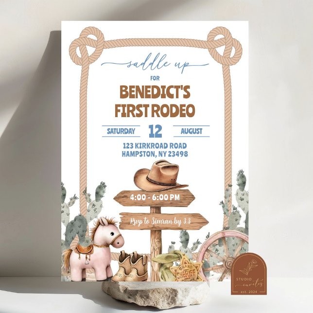 Invitation Saddup Cowboy First Rodeo Birthday Boy (Créateur téléchargé)