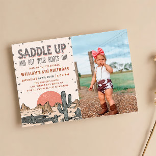 Invitation Saddup Cowboy Western Birthday Country Boots