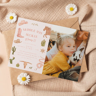 Invitation Saddup Cowgirl Anniversaire Photo