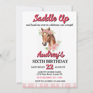 Invitation Saddup Girls Western Anniversaire