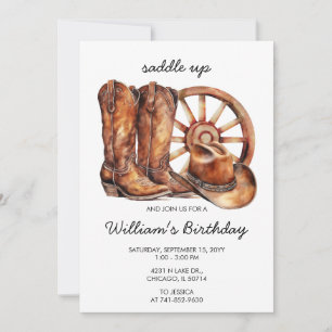Invitation Saddup Rustic Western Anniversaire Party