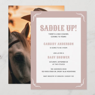 Invitation Saddup Soft Rose Cowgirl Baby shower occidental