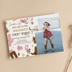 Invitation Saddup Wild West Rodeo Cowgirl Birthday Photo