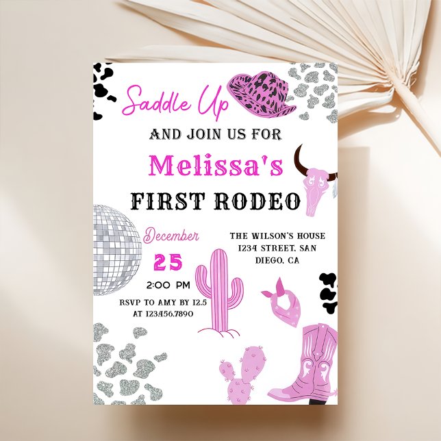 Invitation Saddup Wild West Rodeo Disco Cowgirl Anniversaire (Créateur téléchargé)