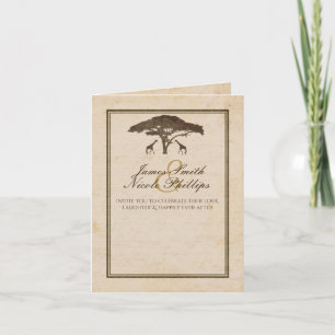 Invitation Safari Africain Deux Girafes & Arbre Mariage Vinta