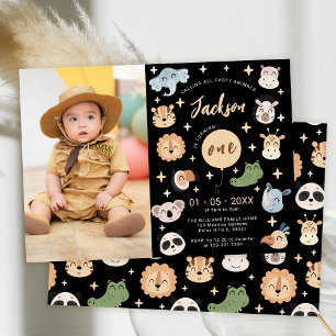 Invitation Safari animal 1er anniversaire garçon photo invita
