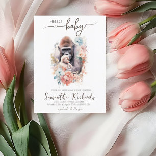 Invitation Safari Animal Ape Singe Floral Maman Baby shower