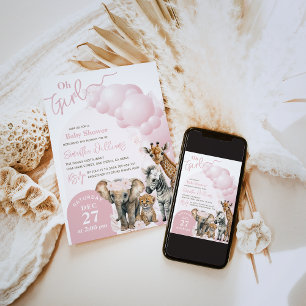 Invitation Safari animal Boho Oh Girl Baby shower