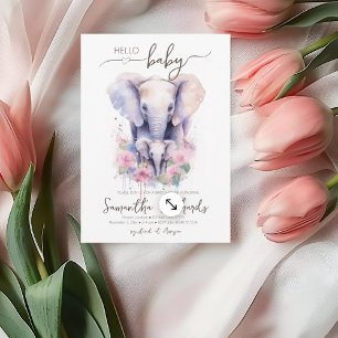 Invitation Safari Animal Elephant Floral Maman Baby shower