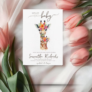 Invitation Safari Animal Floral Giraffe Maman Baby shower