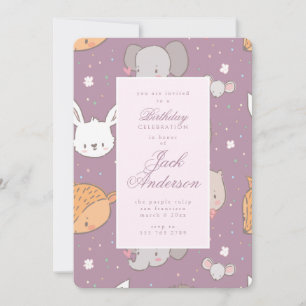 Invitation Safari animal Jungle rose fête d'anniversaire fill