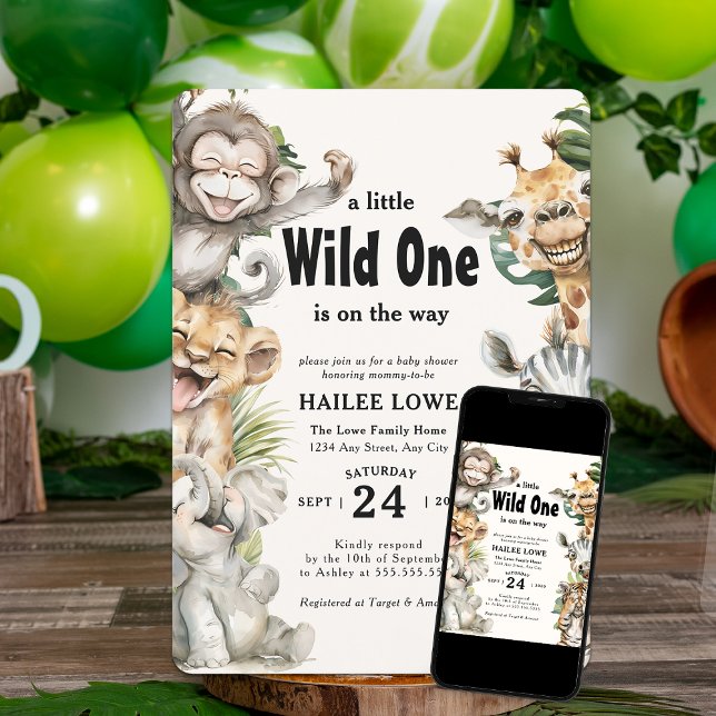 Invitation Safari animal sauvage un Baby shower Jungle (Créateur téléchargé)