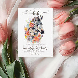 Invitation Safari Animal Zebra Baby shower floral