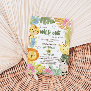 Invitation Safari Animaux Baby shower botanique