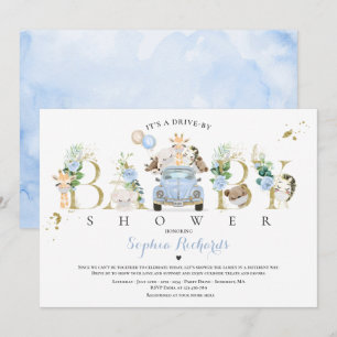 Invitation Safari Animaux Conduite Par Baby shower Verdure Or