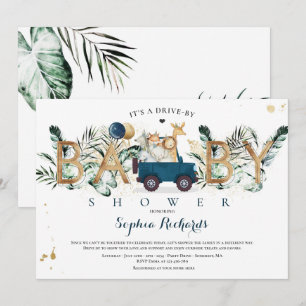 Invitation Safari Animaux Conduite Par Baby shower Verdure Or